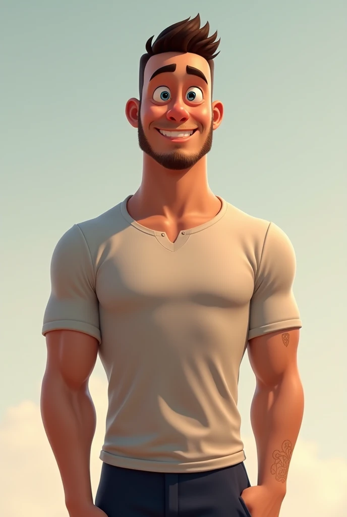 rapaz moreno sem camisa no estilo Disney Pixar, alta qualidade, melhor qualidade