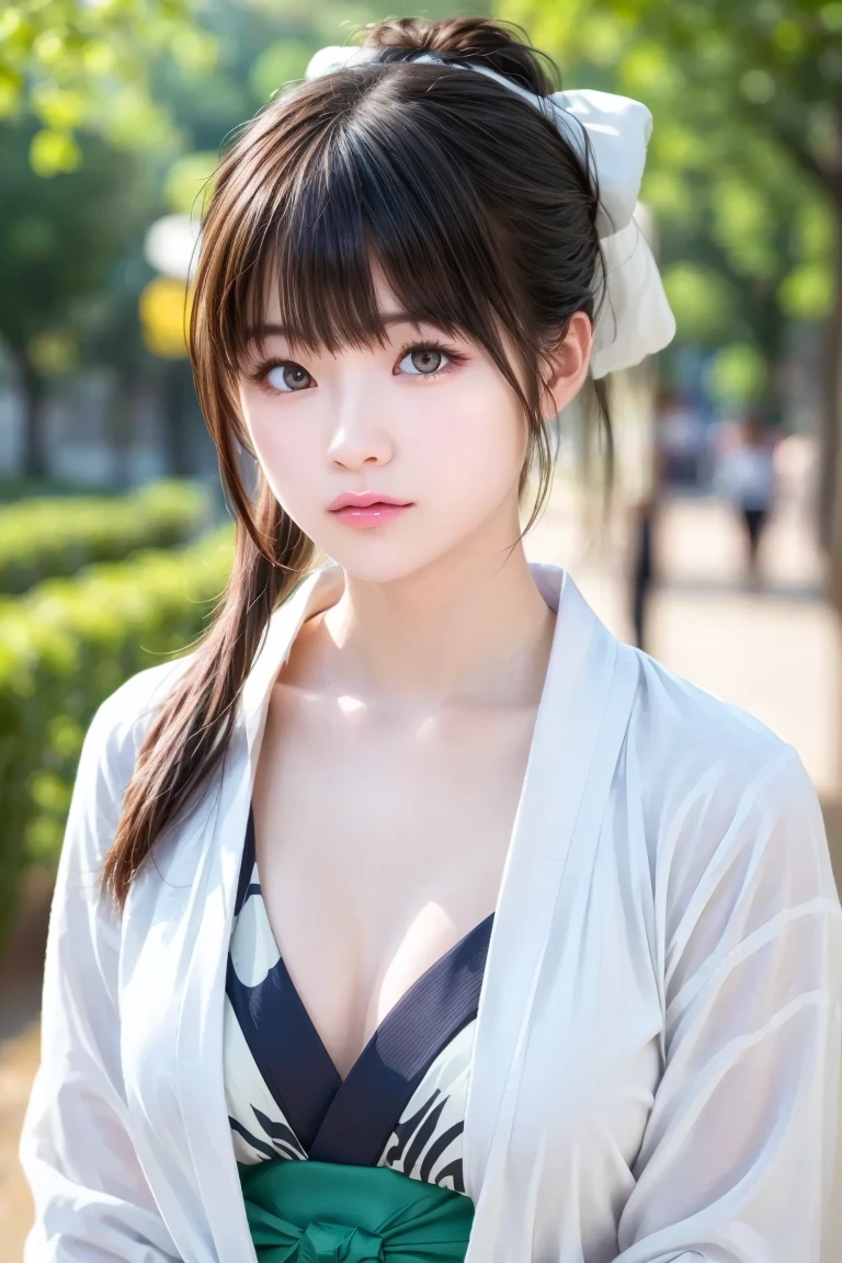 ((Wear only one layer))、((Small ))、((Small breastsghest quality、8K、masterpiece))、Sharp focus:1.2、(Fox Ears))、Cute 10 year old gifect body shape:1.4、((Dark brown hair))、(whiteいボタン留め)shirt、jeans:1.1)、street:1.2、Highly deta face and skin texture、fine grain、double eyelid、shoulder、Close-up of a woman in a kimono posing for a photo、Japanの女神、Japan人モデル、white、((Small breasts))、((Small breasts))、(breasts))、((Sexy Kuit))、((Colorful k)、Japan、Draw attractive anime girls。Cleavage