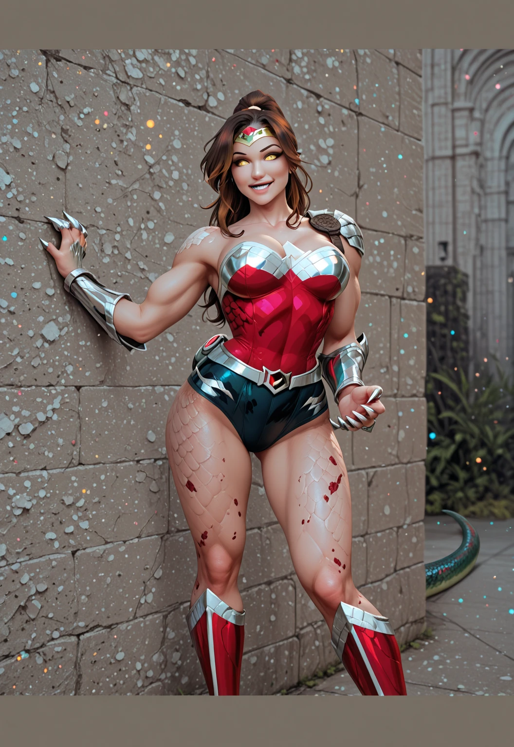 (( roupas rasgadas, roupas esfarrapadas, Your clothes are torn, your clothes are tattered, his pantyhose are torn)) sem calcinha, no-bra. WONDER WOMAN SUPERHEROINE, maduro, Ela tem 45 anos. She's screaming in terror, She's terrified, She's crying a lot. ela tem cabelos escuros, ela tem cabelos compridos. is exposed, seu corpo oferecia, is offered for sale, Em um mercado de escravos. She's wearing a bandage belt., she's using 7/8 meias rede. Your socks are torn. urando uma renda de fita de empregada. Capturado, Sequestrado, abandonado, Torturado, escravizado, envergonhado. tied with arms above head and legs apart under a large metal frame. She screams and screams to call her enemies and beg for mercy and bursts into tears. em seguida, The ropes run down the middle over her back through her married sleeve swimsuit to tie her legs just above her knees and ankles. Vestindo um obsceno, Apertado, decotado, Sleeveless swimsuit torn in tatters. Wearing a grosted metal necklace around the neck. Seus tornozelos, your wrists and neck are fastened with chains. Forced into prostitution. ( She doesn't shave, Ela tem muito cabelo nas axilas, She has a lot of hair in the pubic area. your clothes are wet, your pubis is swollen.(Sua urina corre pelas pernas dela, dripping on the floor. It has a large puddle of urine on the floor ) ((barefoot. bare-legged)). She's hurt, Ela tem hematomas por todo o corpo, she's scratched. Jurando uma renda de fita de empregada.