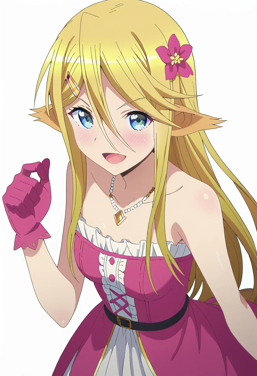 Blonde、Highest quality、high resolution、8K,Highest quality、Star-shaped pupil、The best smile、long hair、Pink Eyes、ponytail、Cowboy Shot、One person、Arabian Dress