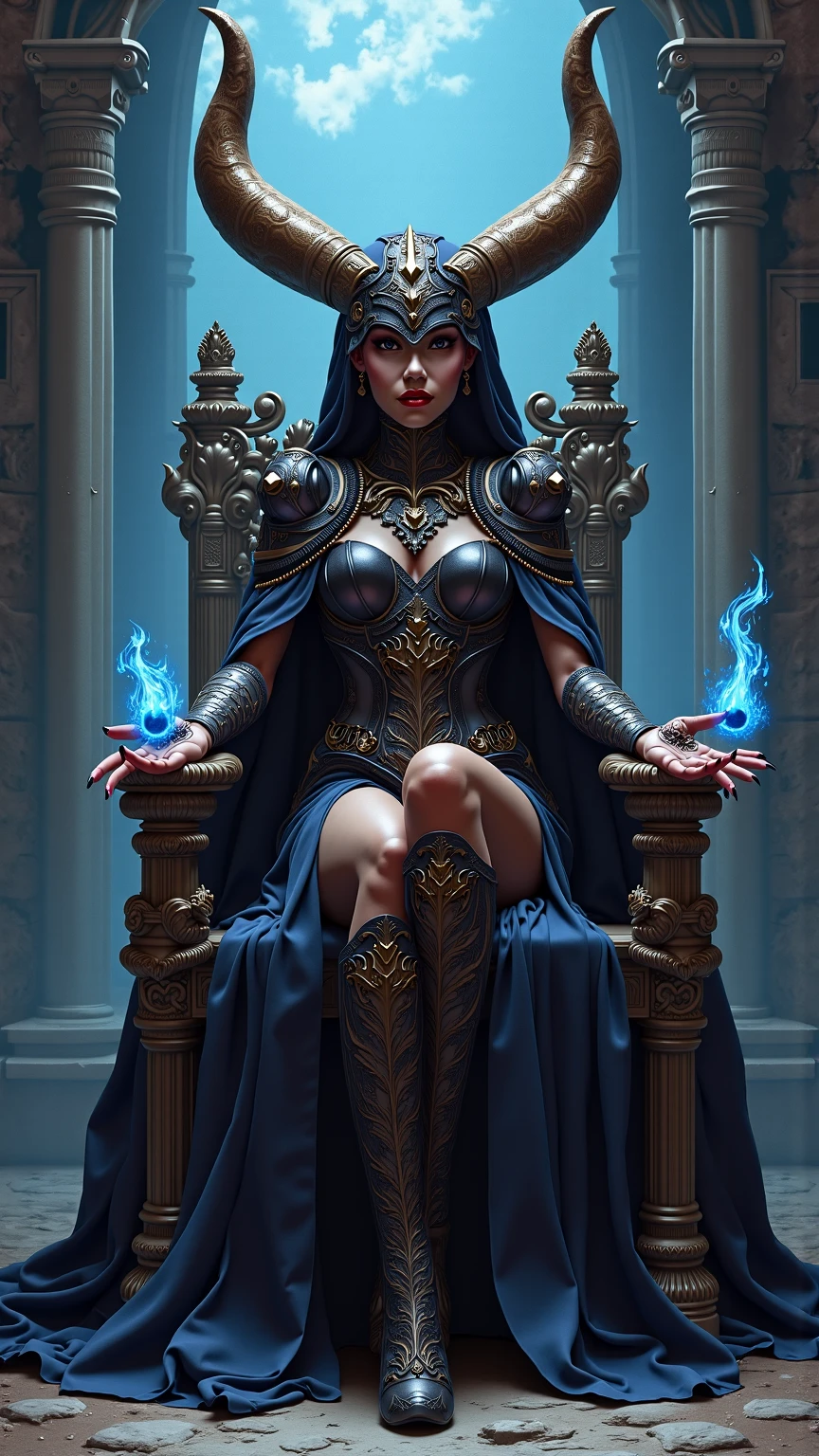 Queen of Spades, Fantasy cyberpunk, Regal setting, Figure