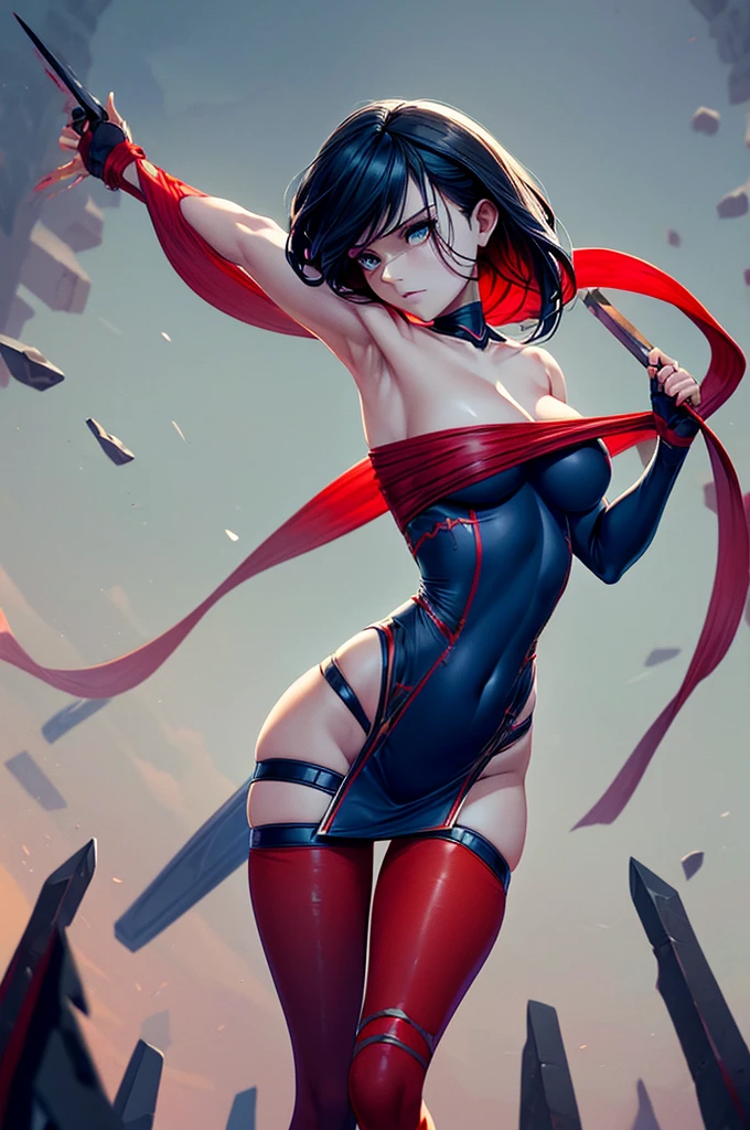 close up, full color painting of low angle view, beautiful super hero Spider-woman wearing a lace swimsuit, big tits, under a red down jacket, posing in turning one's back of a grocery store, leather boots, fishnet stockings, nice body, hyper detailed face, comic style, centerfold poster girl,  (((graffiti art) (by carne griffiths))), GRAPHITI  wall background, insane details, intricate details, hyperdetailed, low contrast, soft cinematic light, dim colors, exposure blend, hdr, front, petals for salma, masterpiece, realistic, ultra high res, high quality