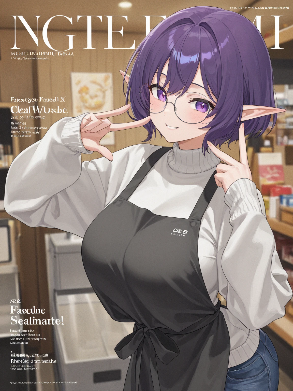 1girl, mature female, masterpiece, mistress, goddess,short hair ,((puple hair)),glasses