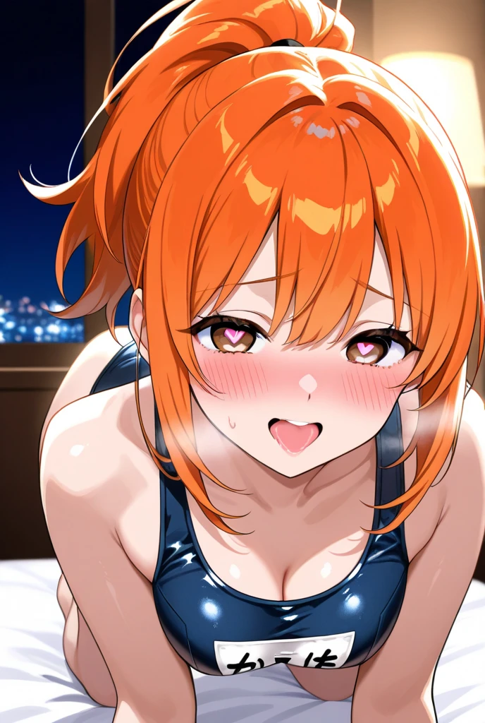 (Highest quality, 8K, masterpiece :1.3),Mrs. Yuigahama,ガハMom, As I expected, my youth romantic comedy is wrong。, One woman,Bun Hair,30 years old,Mom,Orange Hair,nsfw,Bewitching Smile,Sexy pose,Sex with a man