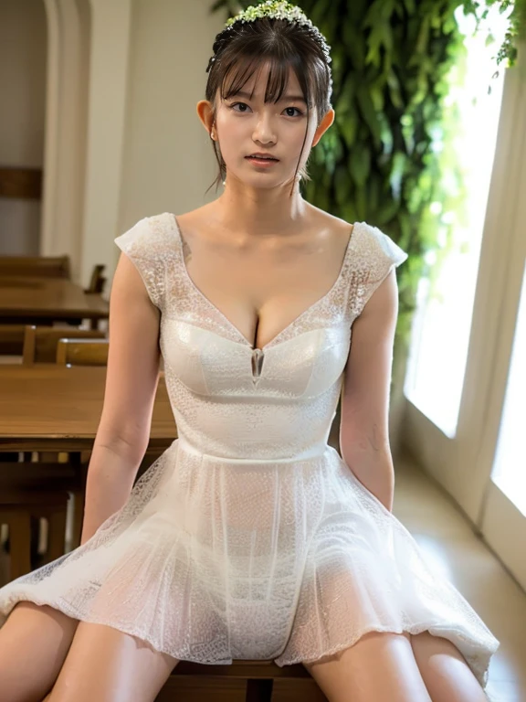 (realistic, photo realistic:1.37), incredibly absurd, (Extremely detailed:1.3), 16k, (masterpiece), (highest quality:1.4), (ultra high resolution:1.2), 1 nogizaka girl, So cute, (bishojo:1.35), (15 years:1.4), ((alice and the pirate fashion)), detailed beautiful dress, blue rose hair accessories, Highly detailed beautiful face、eye、skin, dense black shiny hair, whole body, perfect anatomy, smile at the camera, professional lighting, Petit Trianon garden and farmhouse, View of the village and lake, super detailed background,(all naked:1.4),