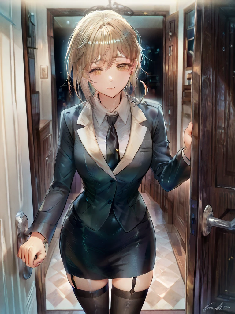 ((masterpiece), ((Highest quality)), (masterpiece,Highest quality,Official Art,Highly detailed CG Unity 8k wallpaper)、((Hourglass body type:1.3、Medium breast))、(Examination room:1.8), "A female doctor from the near future wears a highly functional uniform。Antifouling、antibacterial、Breathable、温度調節機能を持つ高性能素材で作られたクリーンなホワイトAlsoは淡いブルーのタイトフィットなラボコートを着ています。The lab coat has a slim design、Smart collar、Hidden snap buttons at cuffs、Has multiple storage pockets。下には吸湿速乾性のあるホワイトAlsoは淡いパステルカラーのシャツやブラウスを着ており、Tight fit for ease of movement、The design emphasizes the chest area.:1.3。The pants are tight-fitting straight pants.、Alsoは膝丈のAラインスカートで、Both are made from the same high-performance materials。For footwear, wear comfortable, supportive white or silver flats or sneakers。As an accessory、Lightweight and highly sensitive stethoscopes available in silver and pastel colors、Simple and easy to read name tag design、Waterproof smartwatch、antibacterial仕様の使い捨て手袋があります。Also、It also has pockets for storing small electronic devices and tools.。"