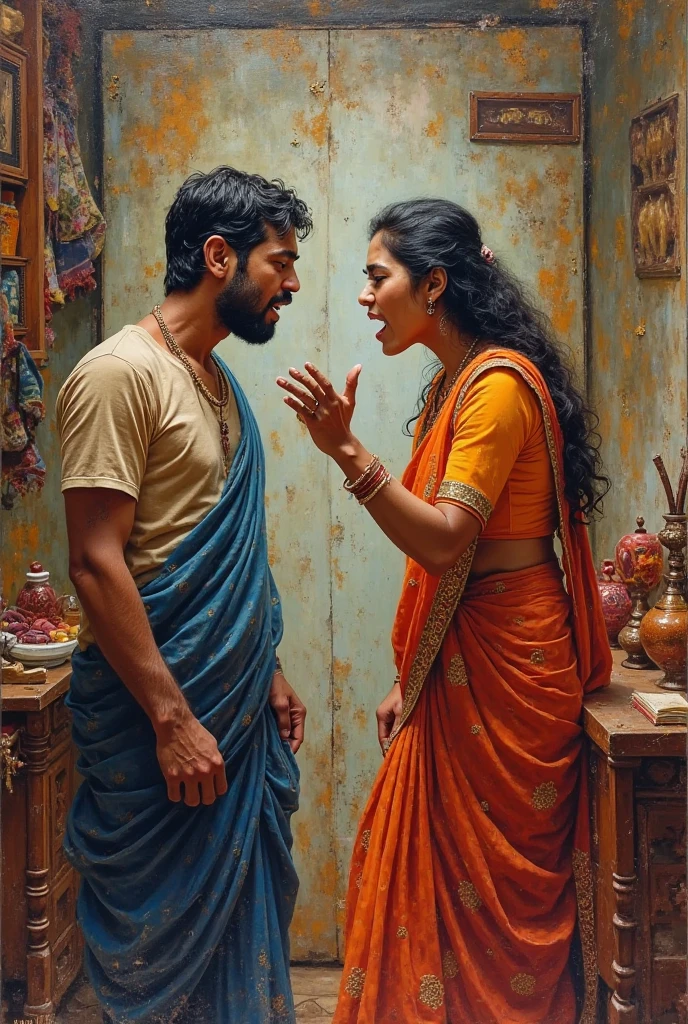 Indian House wife beat a stick husband