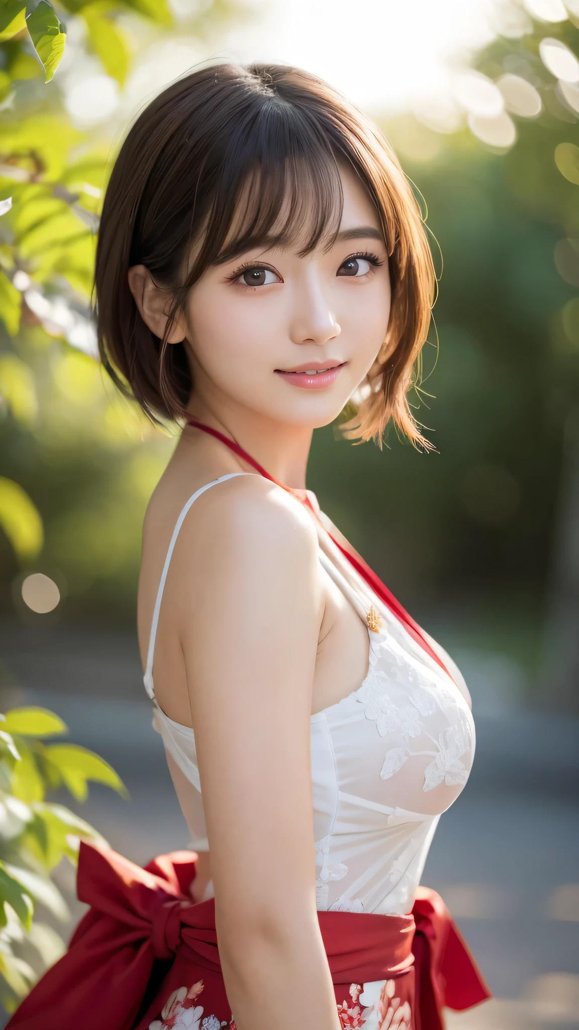 1people,(Wearing colorful stage costumes:1.2),Very beautiful Japanese idol portraits,Face close-up,(RAW Photos,Highest quality),(Genuine,Genuineistic:1.4),(masterpiece),Very delicate and beautiful,Very detailed,2k wallpaper,wonderful,In detail,Highly detailed CG Unity 8K wallpapers,Very detailed,High resolution,Soft Light,Beautiful detailed,Very detailed eyes and face,Beautiful and sophisticated nose,Beautiful and beautiful eyes,Cinema Lighting,(Simple light color background:1.3),(short hair),(Bob),Complete Anatomy,Slender body,Small breasts,smile,｛A sheer black yukata｝、｛Mysterious Shrine｝、｛Large Torii Gate｝、 ｛Morning sunlight filtering through the trees｝、｛Japanese Shrines｝、｛Hair tied up｝、｛sit cross-legged｝、美しいJapanese people women、Sharp focus, Perfect dynamic composition、Tilt your head、Close-up portrait, Model body type、 masterpiece、Highest quality、超High resolution、Ultra-high resolution photos、Smooth upscaled images 、HD resolution,、High Quality Boost,、Contrast Boost、Hyperrealism、Super fine、8k、elegant、 １people、Japanese people women、美しいJapanese people women、Ultra detailed face,、A captivating smile、cute、White skin、Fair skinの美しい肌、Brown eyes、Beautiful symmetrical face、Small face、Age 25、Beautiful black hair、 Beautiful small breasts、Skin between genuine people、Perfect figure、Perfect anatomical figure、whole body photos、Detailed and realistic people bodies、Detailed and realistic skin、Realistic face in every detail、Detailed and realistic eyes、Detailed and realistic lips、Detailed and realistic teeth、Detailed and realistic ears、Detailed and realistic hair、Beautiful Hands、Realistic feet down to the last detail、Realistic breasts down to the last detail、Realistic areola down to the last detail、Realistic nipples down to the last detail、Realistic female genitalia down to the smallest detail、Realistic vagina down to the last detail、Detailed and realistic clitoris、Realistic anus down to the last detail、Thick pubic hair with realistic detail、whole body、whole bodywhite skin、Fair skin、Check and fix the skeleton、Pubic hair is thick、Thick pubic hair、 Completely naked、urination、Pleasant expression、Blushing cheeks and an ecstatic expression, Leaking urine、A sex toy is inserted into the anus、Bun Hair、Wearing sandals、｛Yukata Girls｝、Put your arms behind your back、Open your mouth、 ｛In the mysterious forest｝、Wooden table、｛surrounded with plants｝、