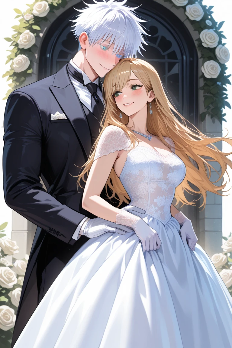 super fine illustration, highly detailed, dynamic angle, beautiful detailed, 8k, In the summer afternoon, in the living room, BREAK an elderly couple sits on the sofa, cuddling and smiling as they watch the TV screen. (BREAK The TV screen shows a wedding video from their youth), (displaying the younger couple with happy smiles).
