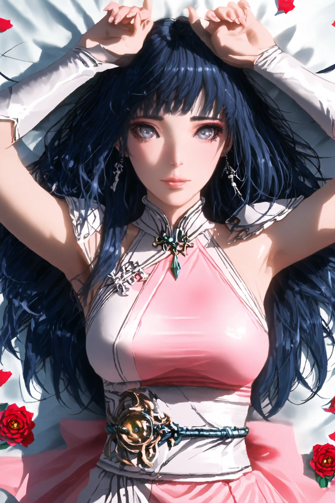 （（（Hinata\(shippuden\)，There is light in the eyes，Exquisite facial features，White pupils））），((Masterpiece)),A high resolution, ((Best quality))，tmasterpiece，top-quality，best qualityer，（（（ looking at viewert, There is light in the eyes））），（（（Light and shadow interlace，white skinned，laughingly，self-assured））），