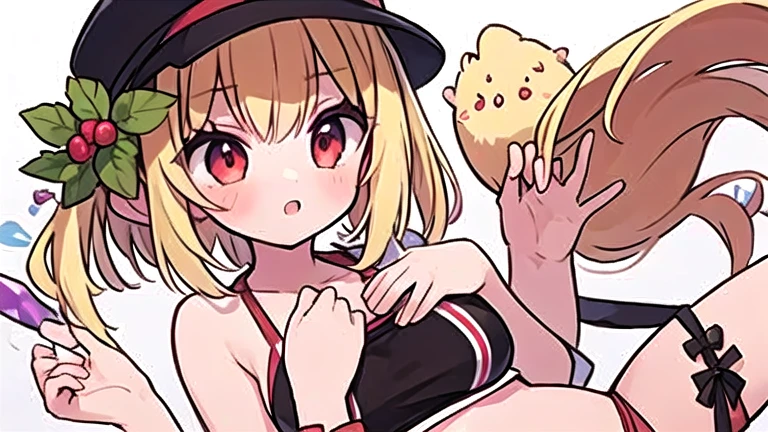 (small breasts:1.2), (perky chest:1.2), (pointed chest:1.2), (Pudding cake magazine cover:1.3),(from above:1.0),(fromside:0.9),masterpiece, 1girl, Amazing Cleavage:1.1, thin waist, optimum,tmasterpiece,hight resolution,best qualtiy,hyper HD,super detailing,awardwinning,16 K,solo,(The upper part of the body),anatomy correct,Beautiful cyberpunk girl,Cowboy Shot,cute face,a blond,Longhaire,Twin-tailed,Braids, Hairline,(scarlet eyes),long eyelasher,Hanging eye corners,White skin of the,shoot from the side, ((see through camisole:0.1)), ((Sheer nipples:1.0)),Rocket Tits,(Slim body),smile,seductive weak smiling,(with sparkling eyes and a contagious smile),open mouth, Looking at Viewer