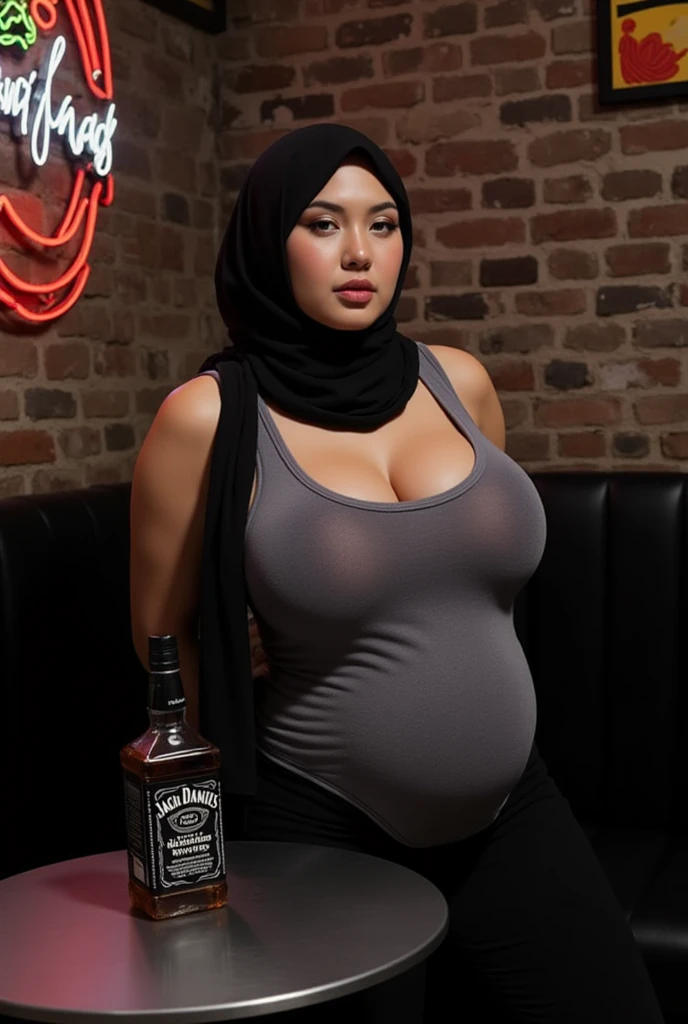 (((full Naked and nude, topless unclothed))) (((Background: masterpiece, high detailed, high quality, empty modern club scene, bar, neon lights))) Two:2 Malaysian girl pregnant 9 month ,malay, The whole body consists of a young girl with hijab, Eye makeup, 55 year old model, Cat ears, Soft lighting, Solo, Wear shabby clothes, Dirty, Tattered futuristic military uniform, Cat's paw badge, Pose, spot color, rendering by octane, Ultra-realistic intricate details, Cinematic, 8K resolution, 70mm, emphasis lightings, (((2 girls:1.5, pregnant Gorgeous artsy women holding teddy bear sitting down in chairs))) Setting background: Basquiat graffiti wall background,Graffiti artist, urban walls, spray paint cans, bold colors, rebellious strokes, street gallery, artistic , night shadows, public expression, aerosol mastery, layered stencils, cultural messages, graffiti tags, creative risks, vibrant visuals, underground recognition, impactful designs, urban transformation. Art by Mschiffer, (((Woman with hijab style, hijab with sexy dress)), (lace stockings), (((Wearing: diamond necklace and earrings))). RAW photo, full sharp, detailed face (high detailed skin:1.2), 8k uhd, dslr, soft lighting, high quality, film grain, Fujifilm XT3, (extremely beautiful face, sexy lips, beautiful red lips, Clear eyes, beautiful eyes), (big green eyes), pretty girl, face forward, intricate detail face, ((ultra detailed skin)) (skin texture, film grain), Detailed beautiful face, natural tpose, natural facial expression, (((Straight breasts))), Surreal full-body figure, Beautiful and delicate body and face, gorgeous figure, ssmile, Titillating,Surreal full-body figure,Beautiful and detailed body and face, Super vista, White skin of the, vivd colour,🔥8k, masterpiece, RAW photo, best quality, (18k detail:1.2), photorealistic, extremely, deep shadow, earrings, bracelets, necklace,