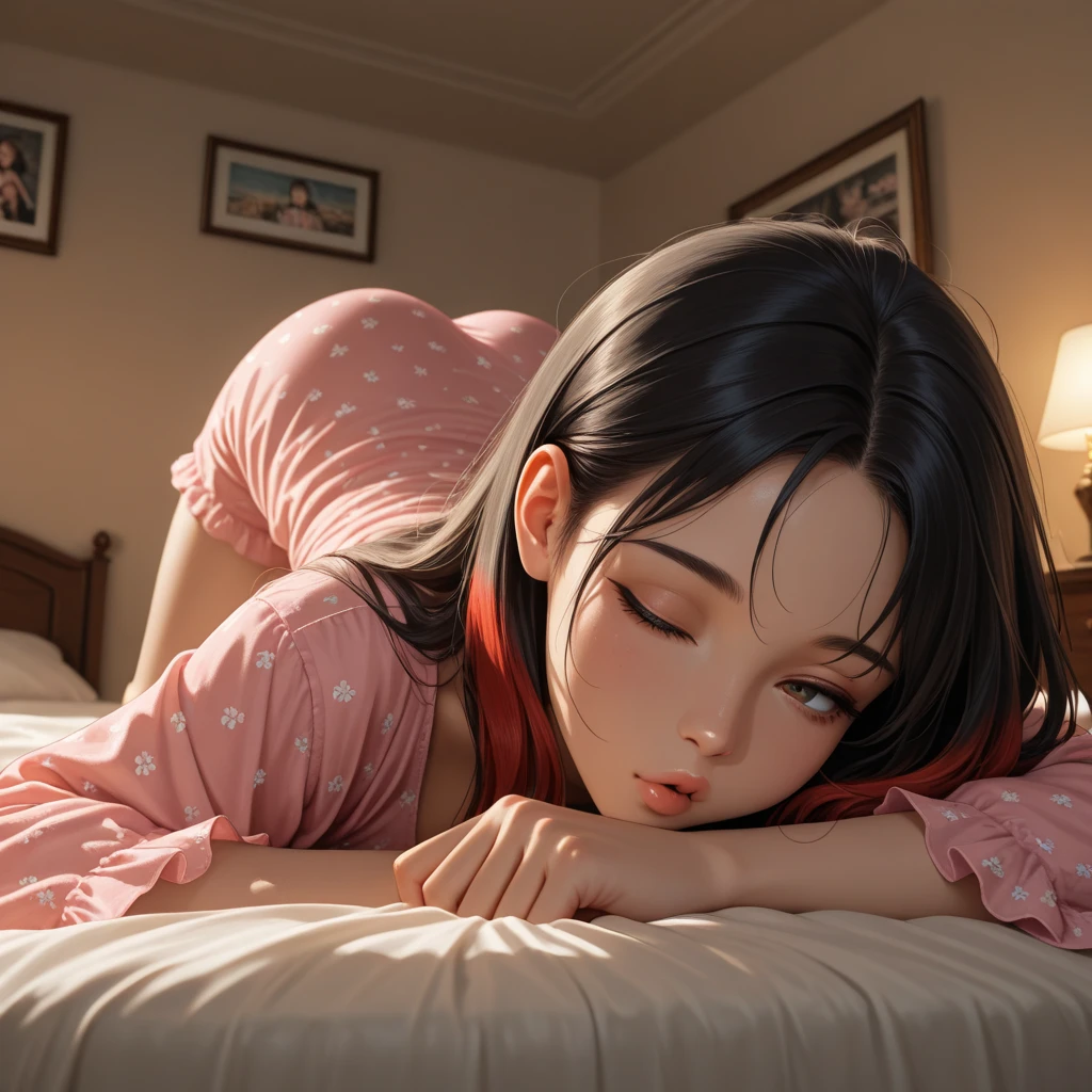 young woman, Without clothing, on the bed.