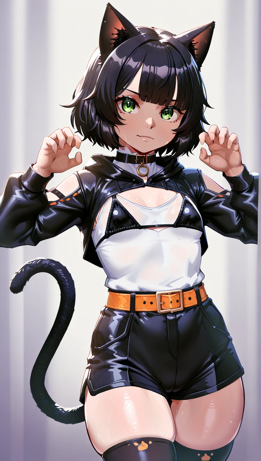 8K,写真を撮るsmall breasts cat girl, small breasts cat girl, Her light brown hair and short curly hair are attractive., Fantasy art, little cat girl, Vojtek Fuss,Very small yellow and black chest armor, Chiquita, Trending on cgstation,In the woods,Grim expression,Light brown permed short hair,attractive,Ultra-high resolution,Realistic Skin,has cat eyes,Rich colors, Backlight, Cinema Lighting, Film Grain, 50mm lens, Nikon D850,Ultra-high resolution,Ultra-realistic,Compensate,Super sexy,Very violently、Strong abdominal muscles,Big eyes,whole body muscular,concentrated,Strengthen all your muscles,Dynamic pose,と黒のVery small breastsの胸鎧,and black combat trousers,Very small breasts,Hold a short sword,anger,Combat,Throwing Short Swords,