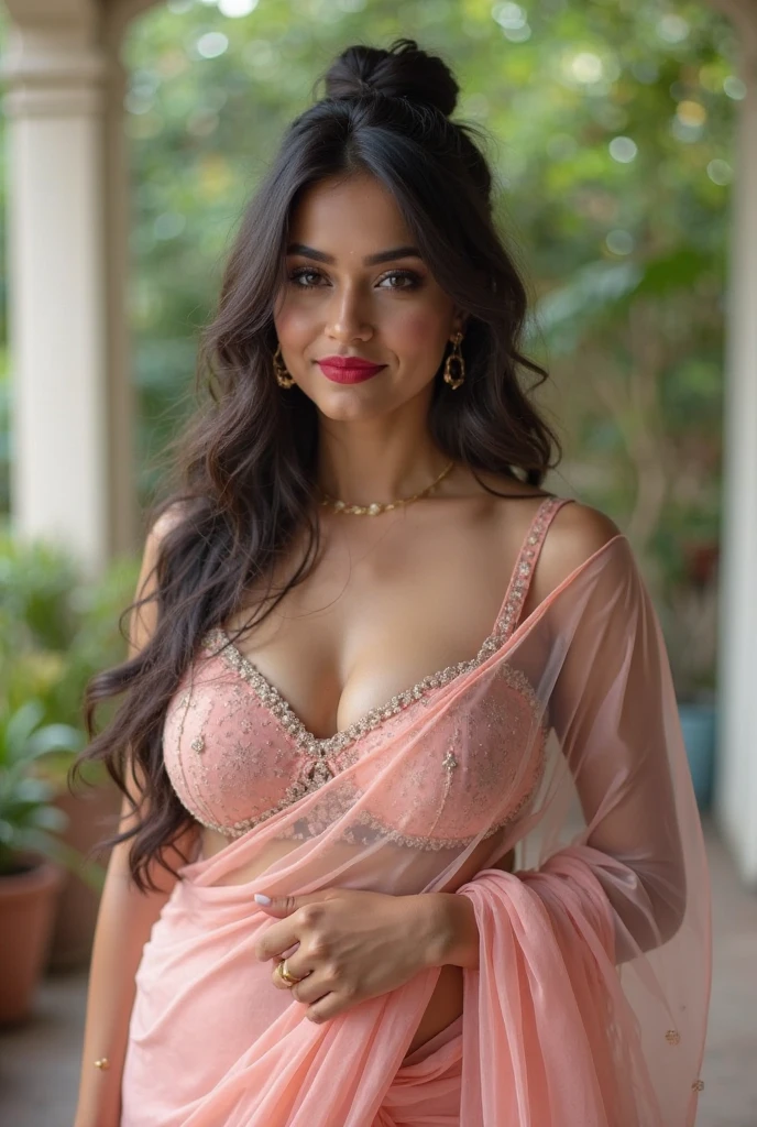 (photo of a gorgeous woman), (professional photography), (indoor background), ((in lingerie clothes)), ((close-up portrait)), ((beautiful hair)), masterpiece, best quality, (eye contact), (looking at the viewer), centred, (shot from front), u blurred_background, proportional , make up,