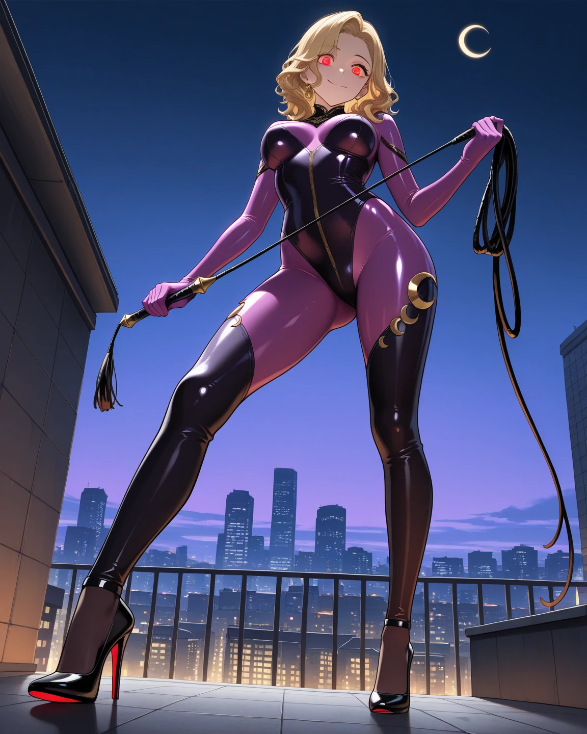 dspanther, blonde hair, long hair, twintails, swept bangs, blue eyes, black bodysuit, black skintight latex swimsuit with unzipped zippers, thigh boots, gloves, zipper, cleavage, clothing cutout, cat ears, cat tail, 1girl, solo,back to the viewer, viewed from behind,view focus on her ass, siting, siting in a wall, takamaki anne, masked, domino mask natural breasts, huge breasts, huge ass, huge thighs, narrow waist, wide hips, thick thighs, curvy, BREAK futuristic city, neon lights, night, rooftop, depth of field, cinematic, masterpiece, best quality, game cg