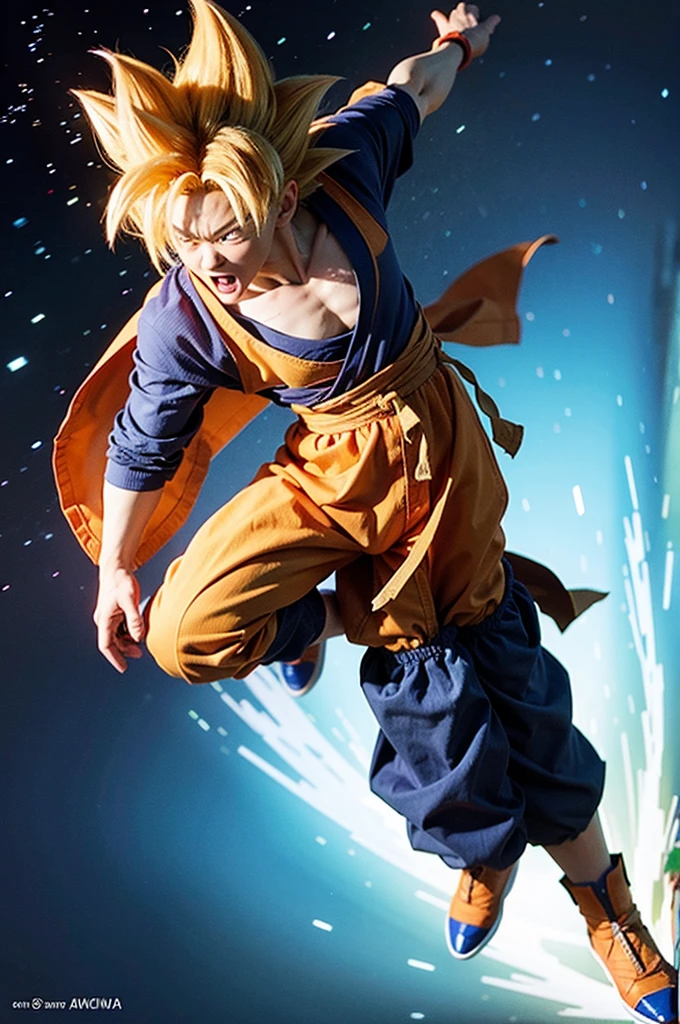 An elderly woman hitting Goku