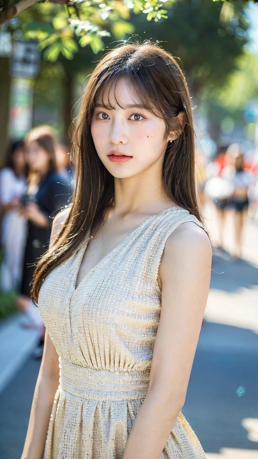 Solo,1girll (20 I),20 years old girl,Young,aged down,
(parted lip),Light smile,(upper legs),
Gold costume,Jinstyle,Outdoors,(view the viewer:1.3),See-through,(Light blush),
Detailed eyes,(Intricate:1.05),(view the viewer),(Shiny skin,skin indentation),wide angles,
Hanfu,
Shiny skin, skin indentation, Best quality, 超高分辨率, (Photorealistic:1.4),