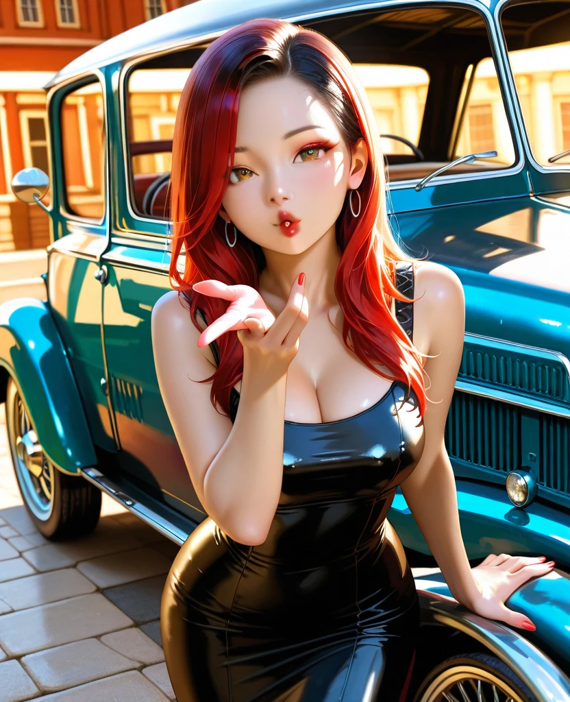hay una mujer con un vestido transparente sentada en un auto, , Chica pelirroja, Anna Nikolanova aka Newmilky, escote, hermosa dama, luciendo caliente, Amouranth, sensual y atractivo, 18 years old, sonrisa sensual, bochornoso, Mujer preciosa, chica atractiva, Yelena Belova