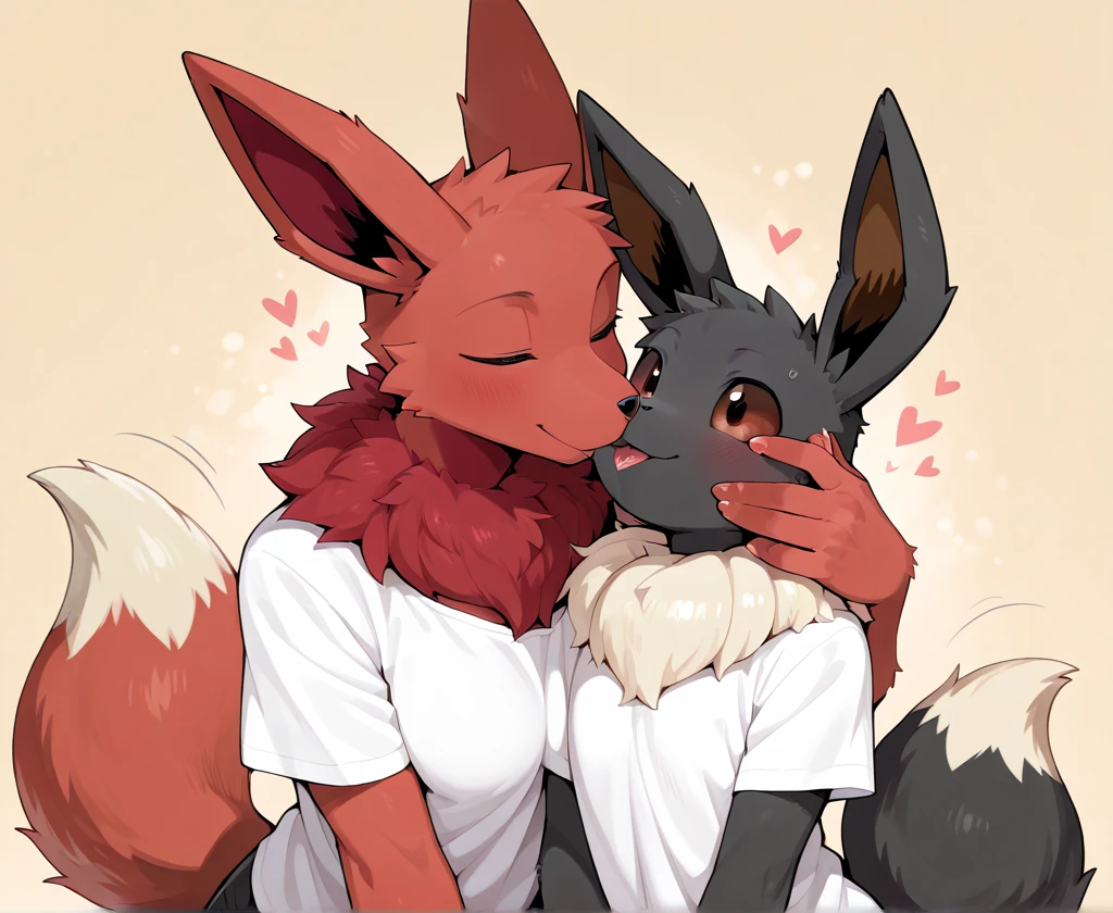 male people/male people,sheath,tongue kissing,Duo,orange siberian cat(purpleeyes:1.1)and blue snow leopard(red color eyes:1.1),,not wearing tops,hairy arms,Hairy Thighs,pubes,heart-shaped,large ear,large tail,t-back
