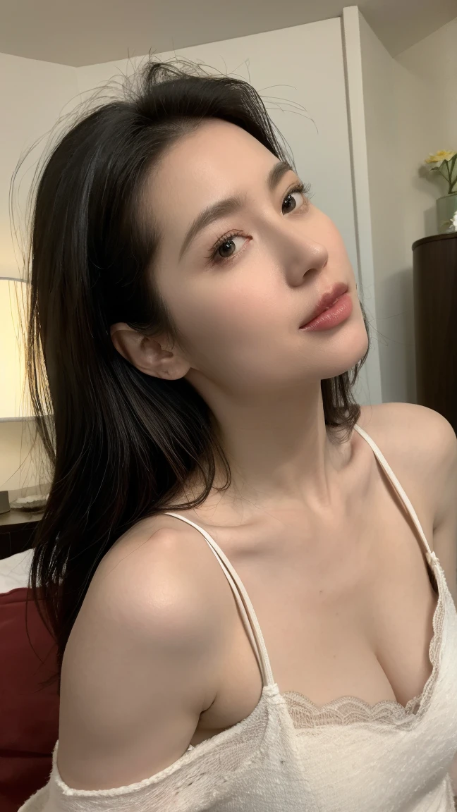 masutepiece, Best Quality, Photorealsitic, finely detail, hight resolution, 8K Wallpapers, Perfect dynamic composition, foco nítido, A hyper-realistic, Beautiful detailed eyes, Medium Hair, large full breasts, Random and sexy poses, Bring your chest together, (Beige Tight O Neck Knit Tank Top, wide open cleavage:1.4, High-cut pantiereast bulge:1.2,(Emphasizes cleavage, Tank top with a clear view of the shape of the chest:1.3)), A smile, open open mouth, Resort scenery, 25-years old, (drooing eyes:1.4),  beauty, japanes,  Chain Necklace, large earring, Shooting from front,( cum face , cum facial)