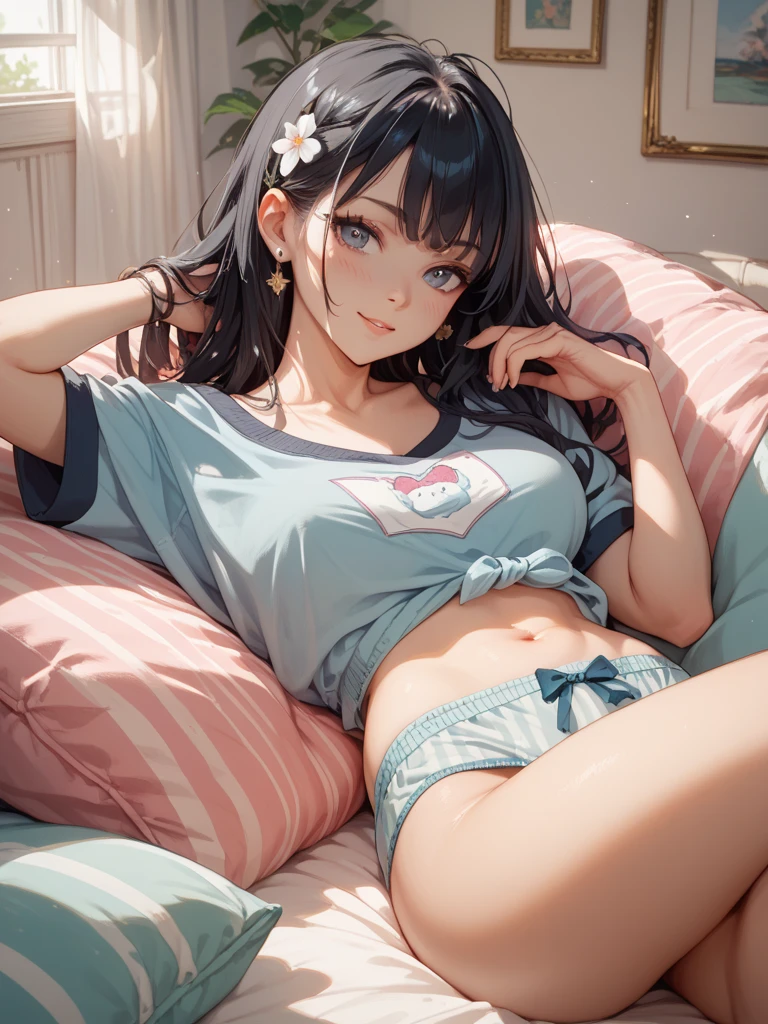 cute kpop girl, pee diaper, wet diaper, tight diaper, smile, long hair, black hair, playground, park, amusement park, realistic, 3d, photorealistic, 3d render, real, detailed