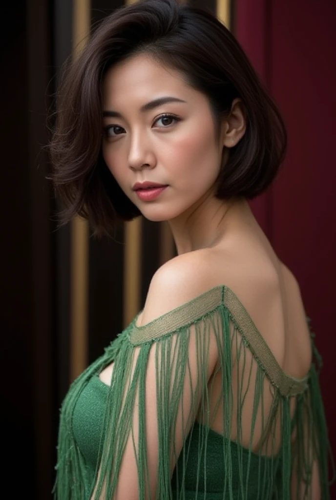 You are a professional photographer。 , short hair blown by the wind. She has a faint smile , Perfect Eyes, Perfect hands, Perfect body, Perfect Hair, Accurate身体, masterpiece, Accurate, Anatomically correct, Rough skin, Very detailed, Advanced Details, high quality, 最high quality, High resolution, 16K, 8K, Looking into the camera,Bold mini dress、Thighs