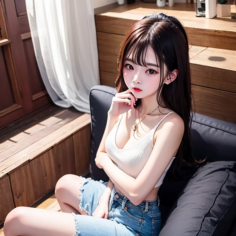 Absurdres, Masterpiece, Best quality, light colors, pastel colors, korean girl from webtoon with Beautiful face , beautiful hair , a character from kdrama, anime eyes, semi casual clothes, masterpiece background, detailed background