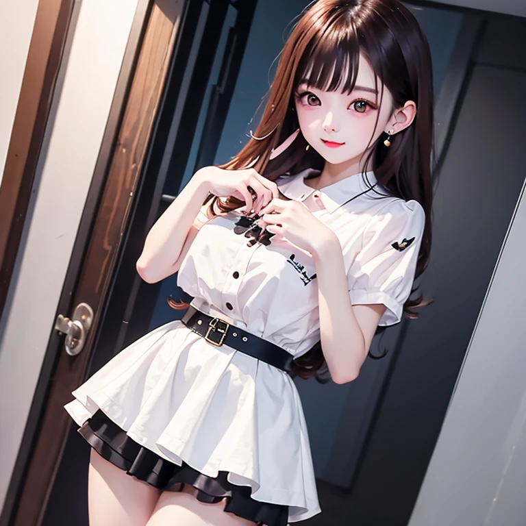 highest quality、pretty girl、Female doctor、White、Black leather skirt、(Short skirt)、Black long boots、Sexy Stockings、Hospital diagnostic room