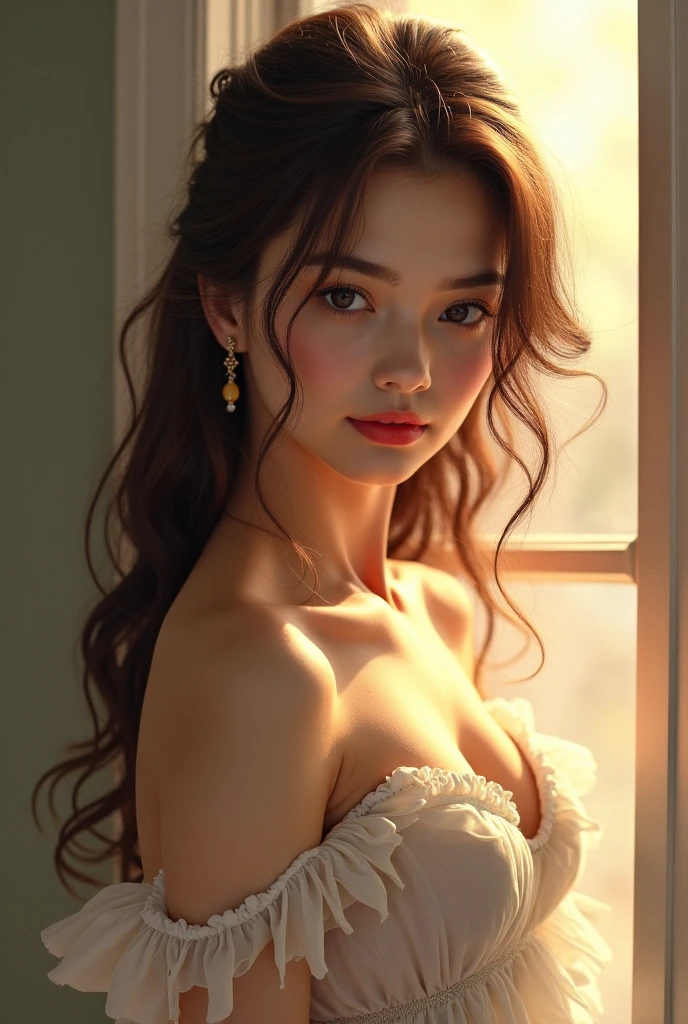 masterpiece、Highest quality、Detailed_skin、hair、(Very large breasts:1.5)、Lots of red roses on the background:1.5、lace、see-through、Cinematic:1.35