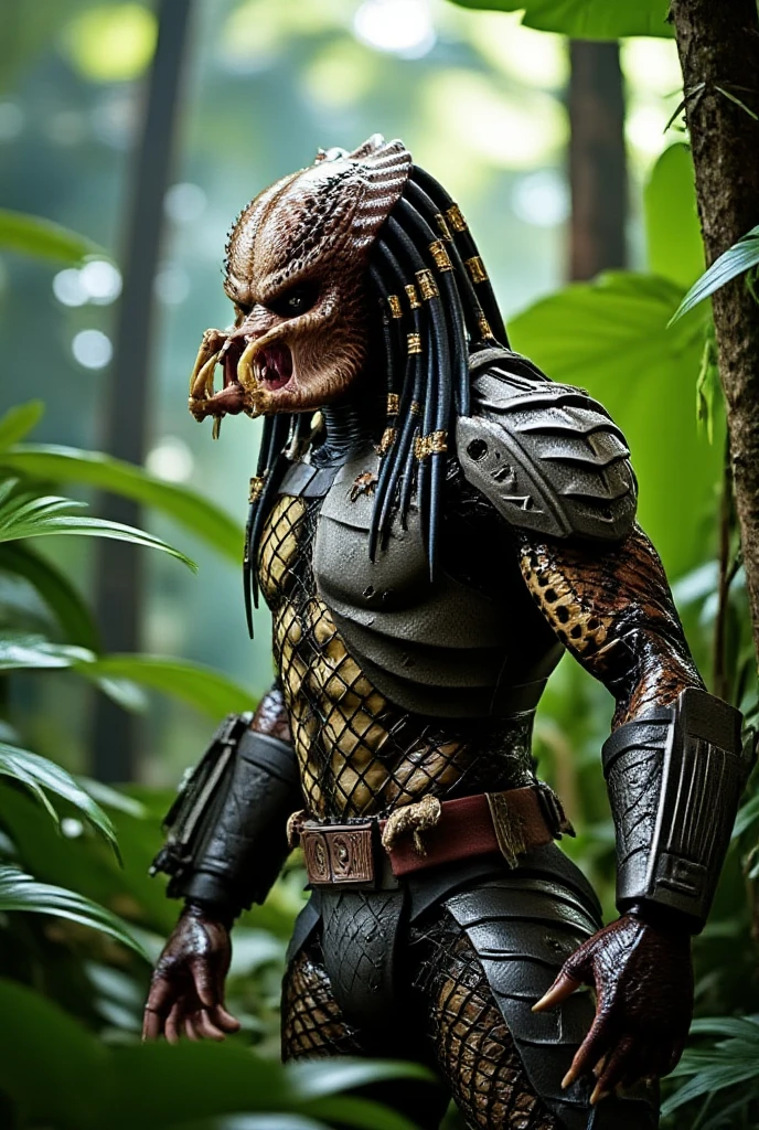 Predator1024, full body, hidden in the jungle,  detailed eyes, highly detailed, photography, ultra sharp, film, bokeh, professional, 4k  <lora:add-detail-xl:1.5>   <lora:Predator1024-000280:0.6>