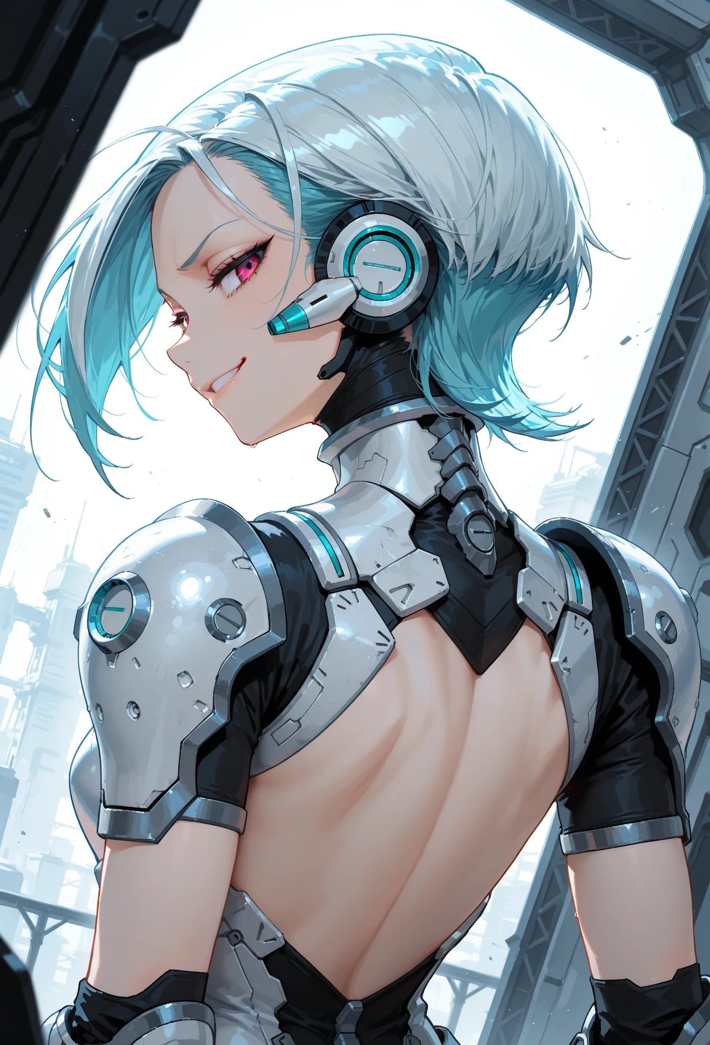 Suisei hoshimachi, smiling, blue hair