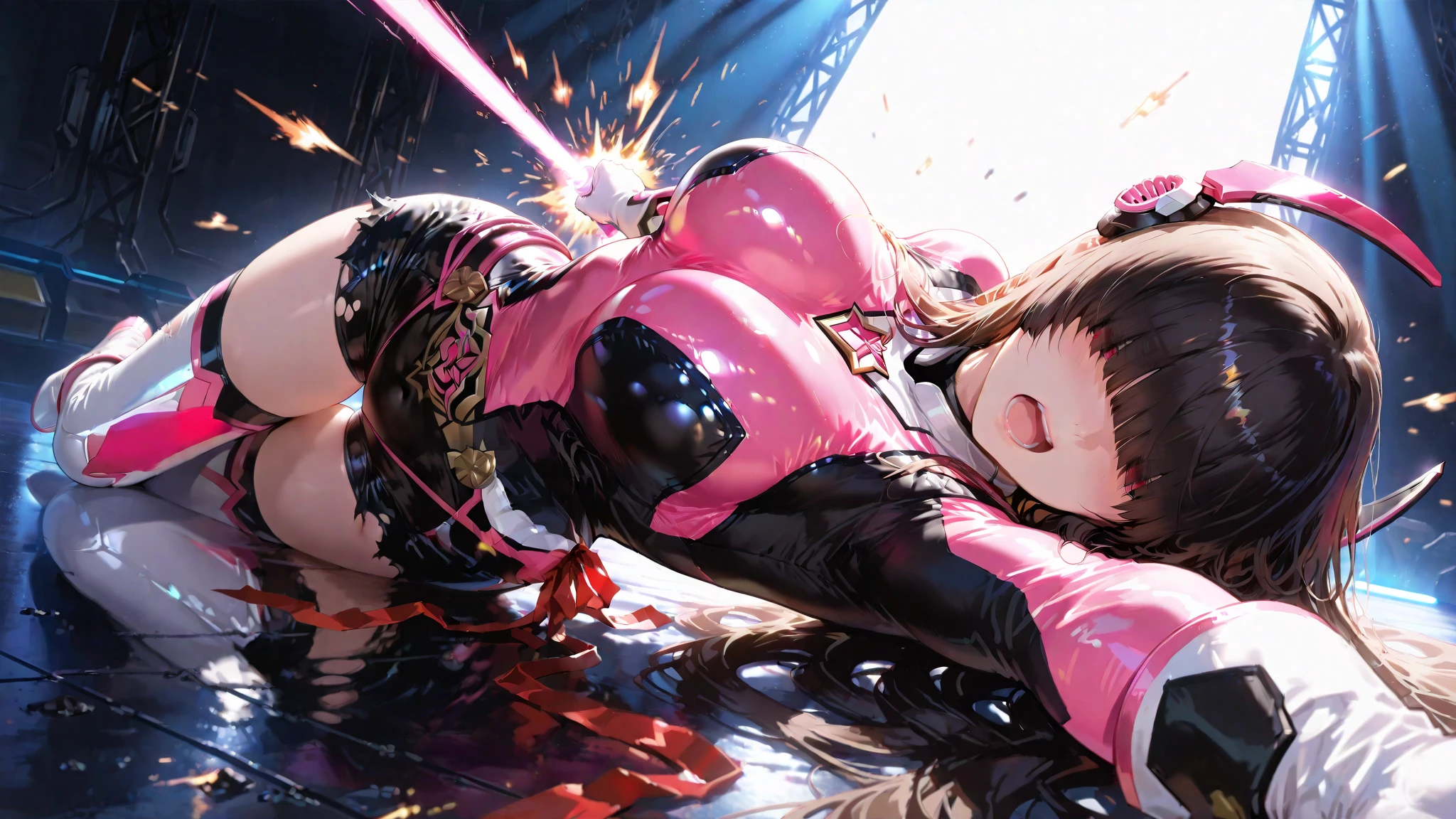 (masterpiece:1.2), (highest quality), (Groteskism,unrealistic), (High resolution:1.4), (8k), (Browsing Caution:1.5), (rape:1.7), (cyber punk:1.3), (Female Magical Modification:1.9), (((gang rape:1.5)), God,((Tentacle)),Extreme sex, Woman lying on the floor, Tentacles surrouan), Full nudity,(Sunburned skin:1.3), Brown Hair, Long Hair,Slightly droopy eyes, (Super big boobs:1.5), Large areola, (Pink areola:1.7), (Saggy breasts:1.5), Sexy Body, ((Many very t tentacles)),  ((Her pussy iswith tentacles)), (((Multiple giant tentaade pussy))), ((semen flows outvagina))