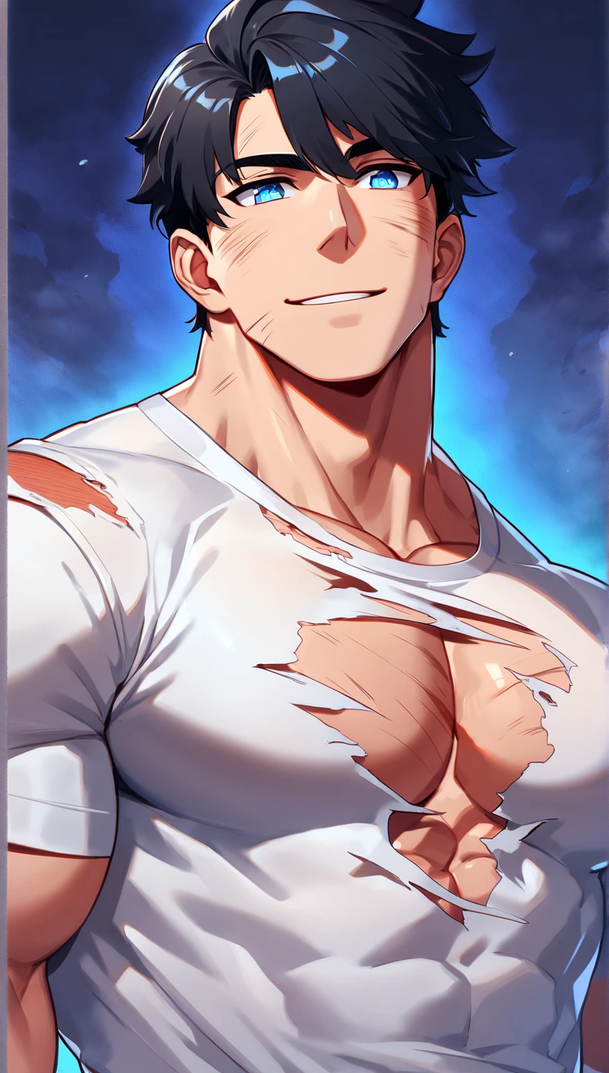 (NSFW: 1.5), Chris Redfield ,(man kneeling: 1.2) , (Seriously injured), (Close your eyes.), Open mouth, show teeth, (Wearing a navy blue round neck T-shirt with a police logo.: 1.3), (Navy blue jeans), Korean guy , korean men, (High gloss details), chest muscles, Big arm muscles, blood vessel, big muscles, Broad shoulders, looking at the audience, Balancing the eyes, (Make eye contact),(Torn shirt: 1.9), (wound: 1.3) , (blood splatters) ,( abrasions on face: 1.8), (Blood stains on the face and body: 1.6) ,(Torn shirt: 1.5) , (Look up: 1.1) , (genital very long big : 1.5), (Big testicles), (Erection of the penis: 1.5), middle of the road,(Fire blazes behind:1.3) ,(several worms pupate:1.8) ,middle of the road,(Fire blazes behind:1.3) ,(CUM:2.0) (big explosion:1.5)