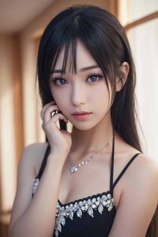 (Previous focus)、(dark: 1.6)、(Masseter Film:1.3)、(32k、realism、Original photo、Highest quality: 1.4)、(One Girl)、Beautiful Face、(A vivid face)、(Long ponytail hairstyle,Black and green hair,:1.3)、Beautiful hairstyle、Realistic eyes、Beautiful details、Deep Shadow、(Real Skin)、Bright green eyes,Big eyes,Wearing red glasses,Half-rim glasses,the presence of moles under the eyes,、There is a mole on the corner of the mouth、Beautiful Skin、(No shoulders、Headless、Wearing a white sweater:1.4)、Absurd、Charm、Ultra-high resolution、Surreal、High detail、Golden Ratio、On the chest、rest、(dark blue background:1.6)