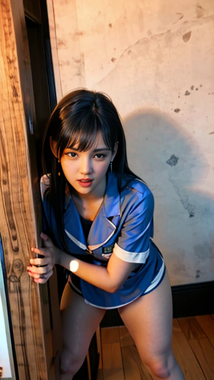 (((Full body portrait)))、(((Kneel)))、(((Kneel)))、(((A 20-year-old female police officer with a cute face like a 16-year-old idol)))、((She is in a police uniform))、((Sad expression))、((Tied up in front of a luxury lingerie store))、(((Wearing a red leather collar around his neck)))、(((the whole body is tied with a rope)))、(Artistic Expression)、Cleavage、Front image (((Tying over clothes,)), bondage, shibari:1.5, (((both arms tied))), ((bondage))、Accurate、Anatomically correct、Textured skin、Very detailed、 Attention to detail、Highest quality、High resolution、Genuine、Indistinguishable from live-action、realism、RAW Photoasterpiece