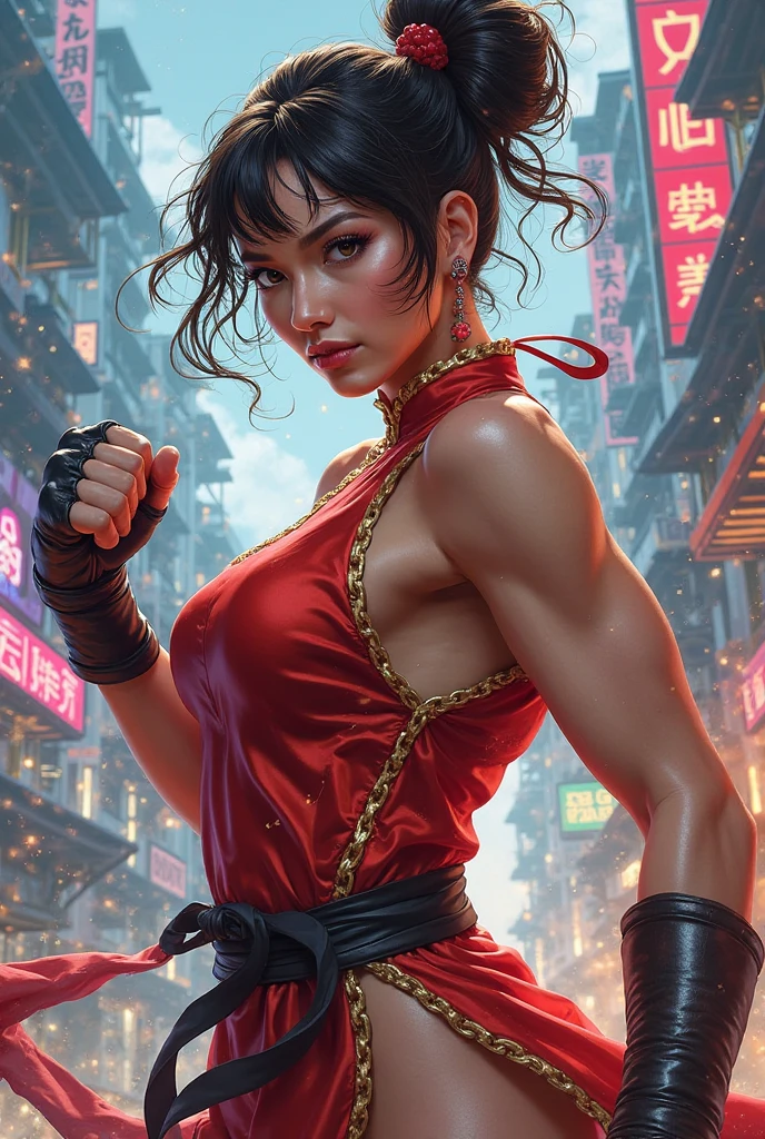 Chun li raw image, Age 7 years, fully body, face perfect, short shoulders, flat breasts carelessness with pink nipples, Waist slender, flat belly, very wide hips, big-ass,very thin legs, small feet in blue high heels, sexy fighting stance, small sexy chun li fighter, with flaccid penis extreme veins
