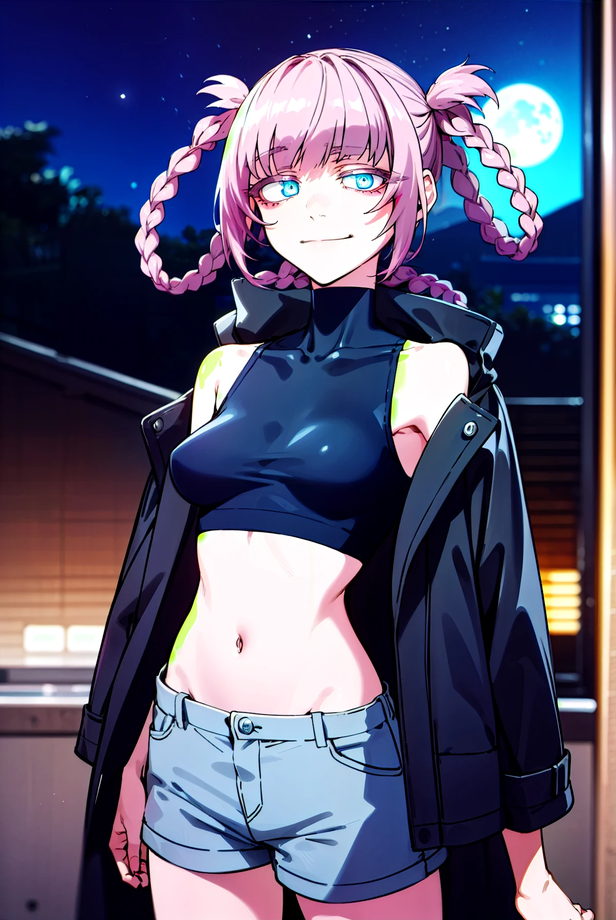 1woman,bib-and-brace overalls.(long pants:1).sports bra.
cinematic lighting,more light,loop writing,(close-up:1),small breasts<lora:judyLvarez_judy:1>