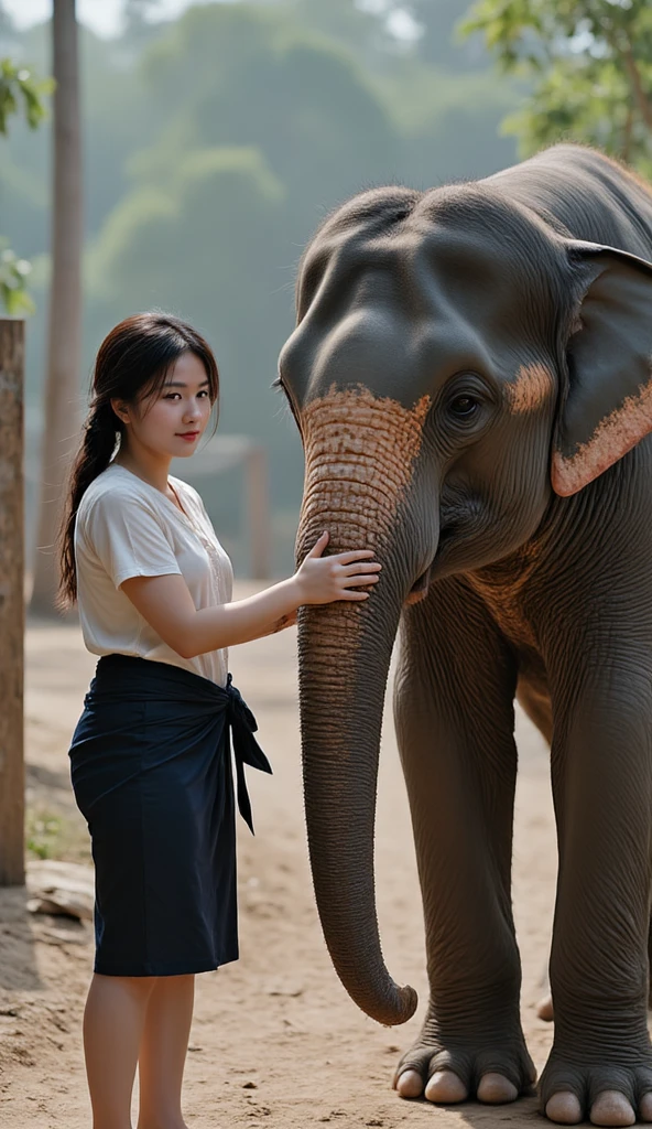 masterpiece, best quality, making friends with the Chinese elephant, fun, happy, bright, loong,