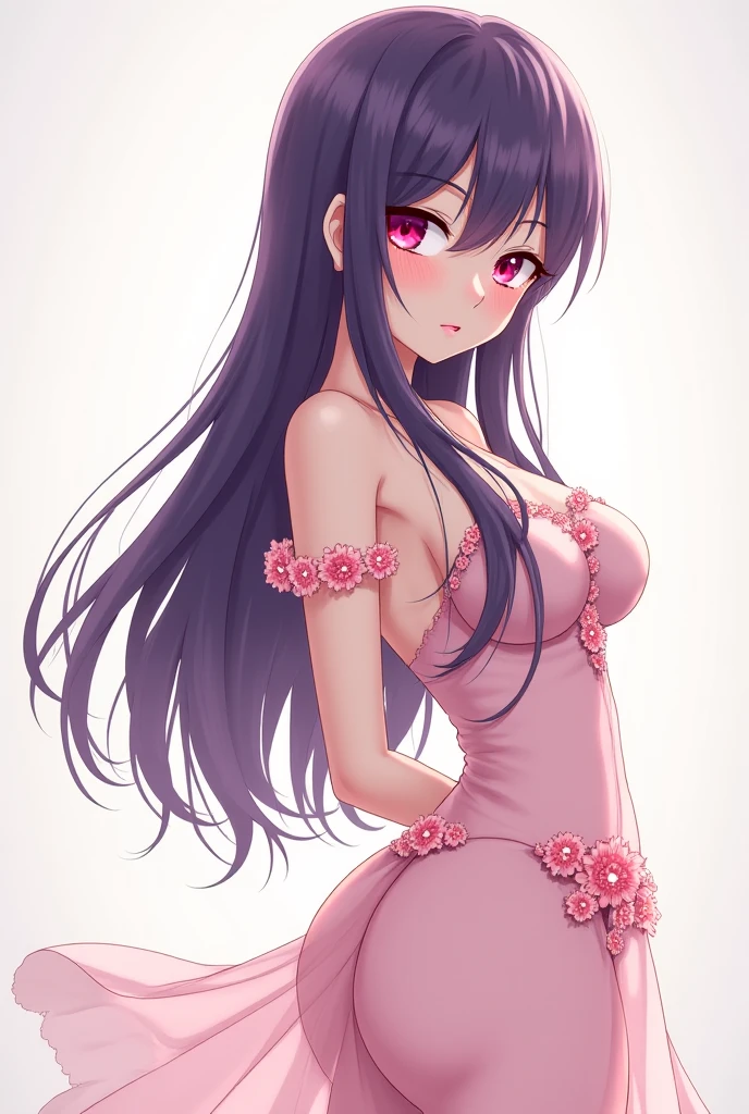 tmasterpiece, Best quality at best, 1girll, 独奏, Pink swimsuit,against a wall, looking at viewert, nedium breasts, cleavage, tilt of the head, Nudy, O cabelo multicolorido, Water-colored eyes