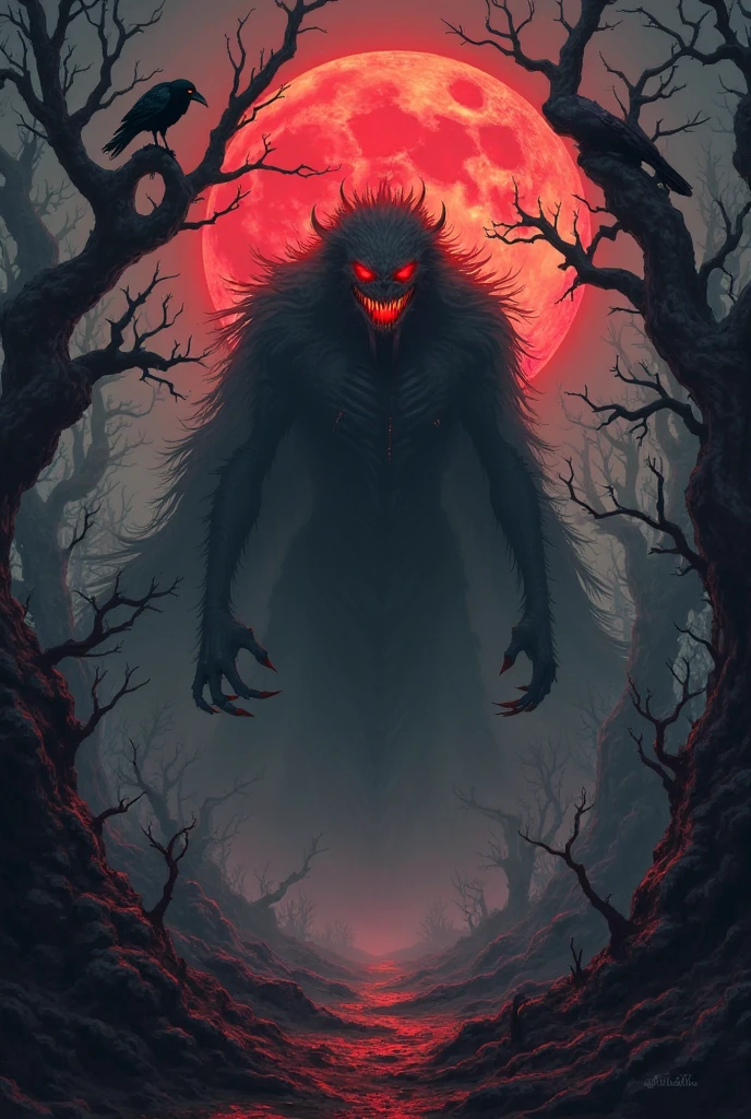 (best quality, 4K, high resolution, masterpart: 1.2), ultra detail,grotrsco wolf covered in red eyes. medium: oil painting, horror, night scene, dark atmosphere, sinister shadows, glaring red eyes, powerful presence, sharp teeth, raw fur, full moonlight, ominous mood, strange silhouette, supernatural presence, dense fog, ancient runes, whispering winds, mysterious atmosphere, untameable nature, sinister energy, suspense, terrible creatures, hint of danger, grotesque transformation, unleashing chaos and power, wickedly beautiful. score_9, score_8_up, score_7_up, source_anime wolf covered in eyes, eyes, red eyes, liquid, ((extra eyes)), dynamic, spooky smile, tentacled hair with red eyes, cel shading, red theme,(no humans),de perfil