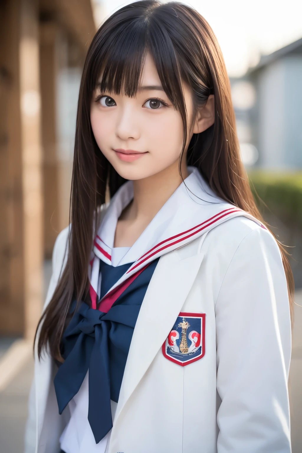 a close up of a person in a uniform posing for a picture, japanese girl school uniform, japanese school uniform, magical school student uniform, seifuku, wearing japanese school uniform, wearing school uniform, magic school uniform, jk uniform, wearing a school uniform, girl wearing uniform, school uniform, sailor uniform, of a schoolgirl posing, loose coat collar sailor uniform