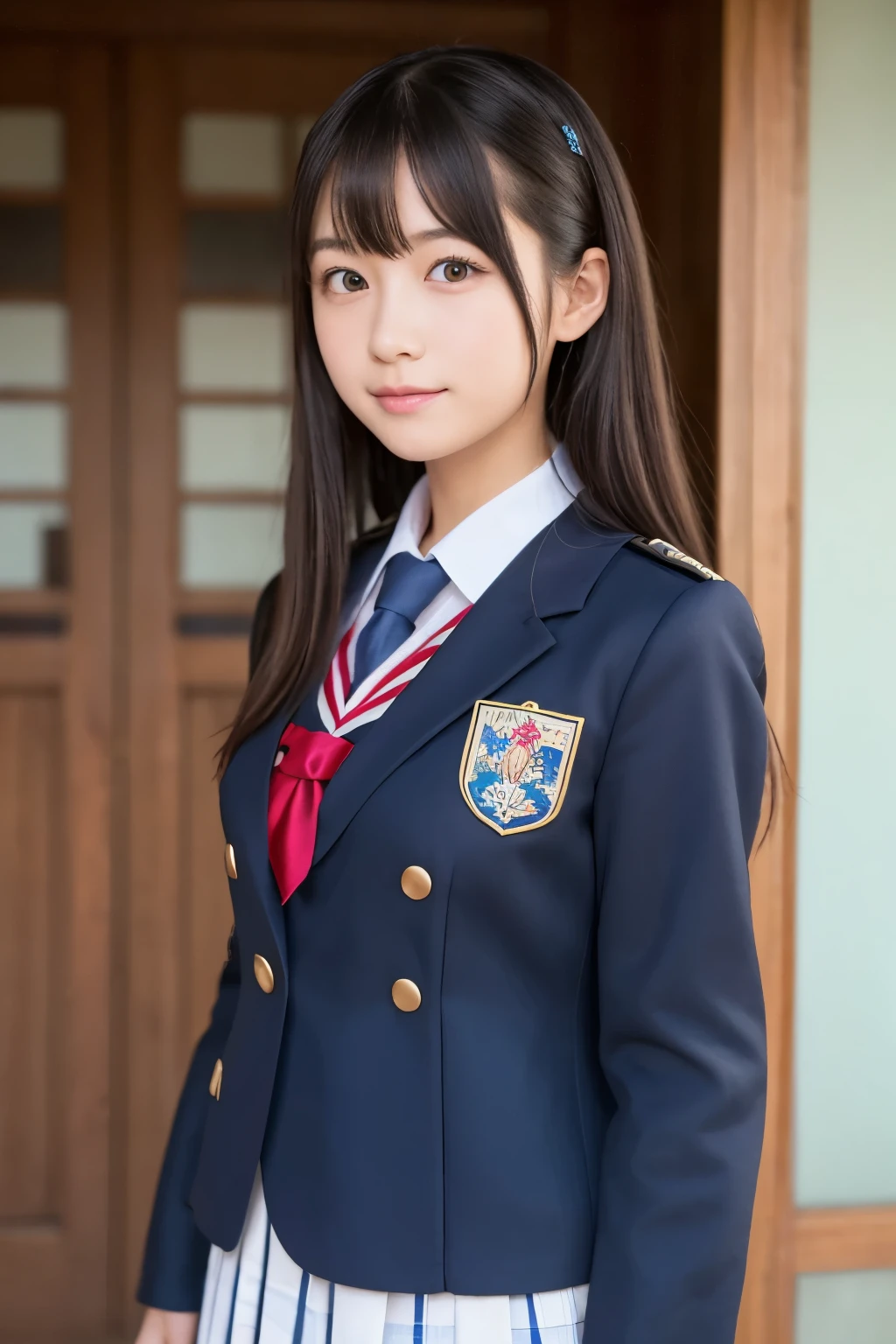 a close up of a person in a uniform posing for a picture, japanese girl school uniform, japanese school uniform, magical school student uniform, seifuku, wearing japanese school uniform, wearing school uniform, magic school uniform, jk uniform, wearing a school uniform, girl wearing uniform, school uniform, sailor uniform, of a schoolgirl posing, loose coat collar sailor uniform