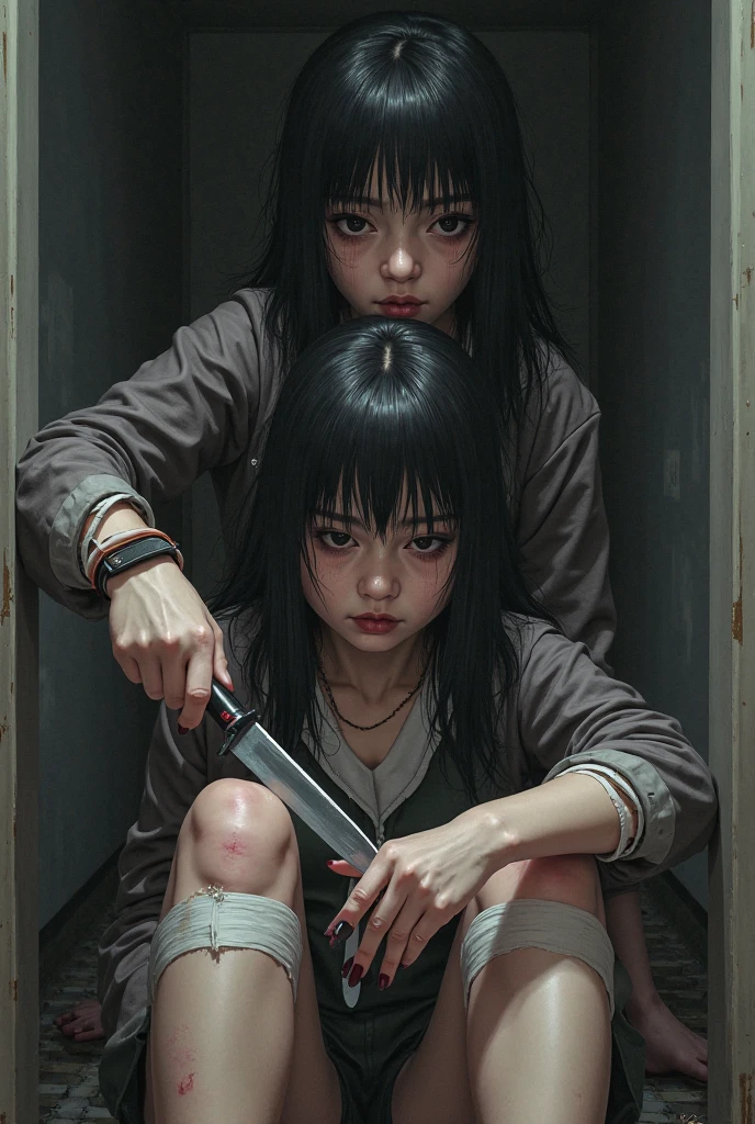 Girls, prisoners, handcuffs