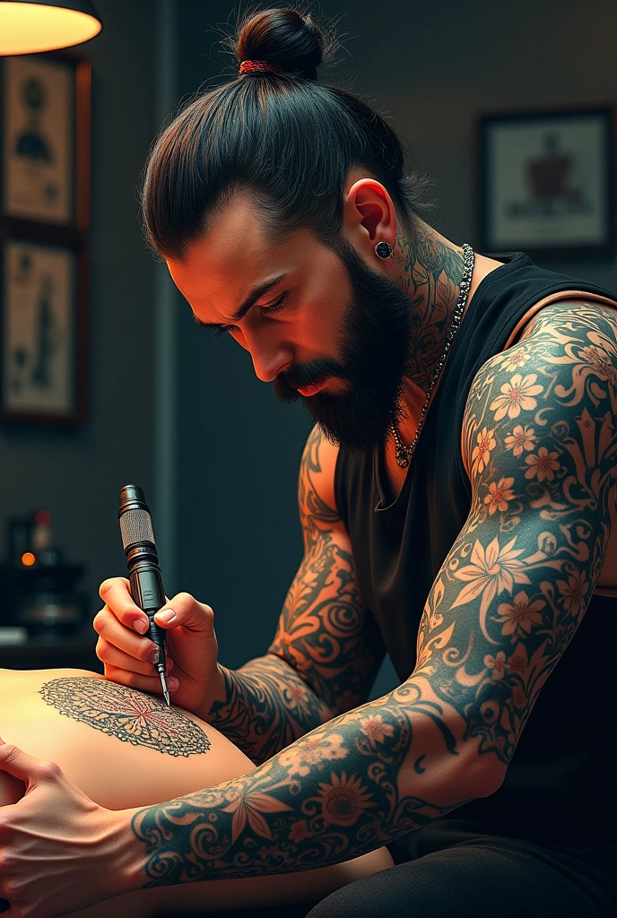 tattoo artist smoking 