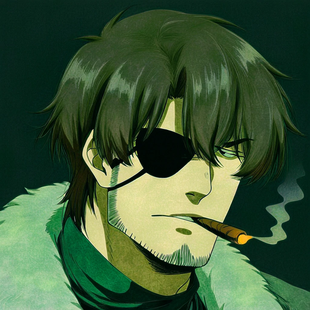 Close-up of a man wearing sunglasses and a cigarette, gendo ikari smoking a joint, in the anime series ergo proxy, boromir in an 80\'s anime world, redline anime movie style, as an anime character, In the anime, Anime screencap, In animated films《Ergo Agent》Curly, 9 0 s anime style