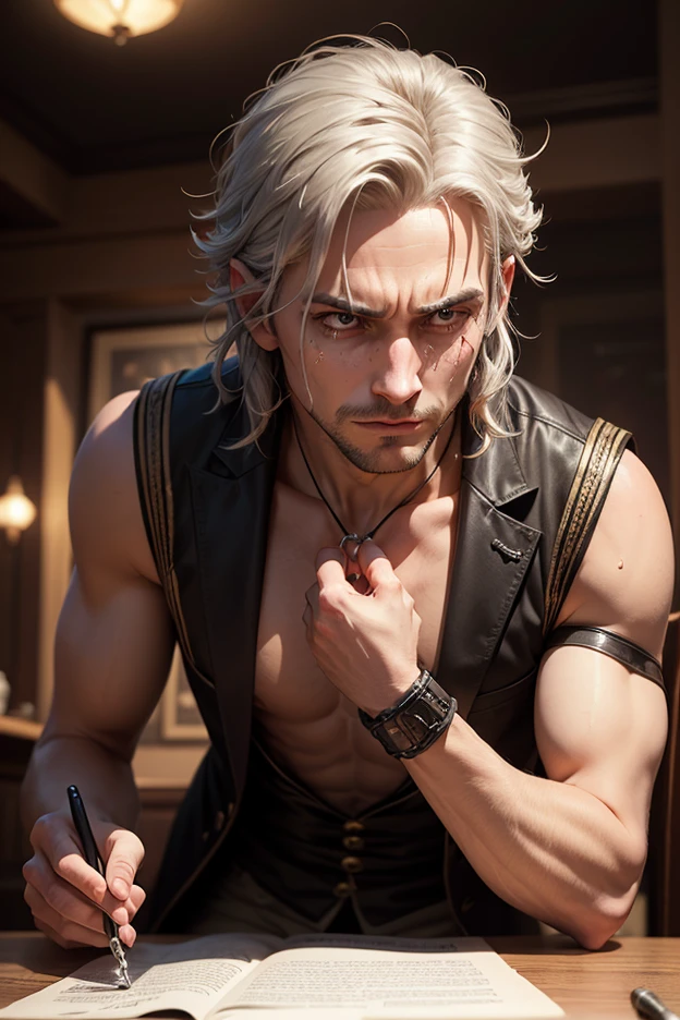 ((Best quality, 8k, Masterpiece :1.3)), upper bod, Sharp focus :1.2, handsome guy perfect figure, Highly detailed facial and skin texture, Detailed eyes, Double evelids Interir view, ferpect lighting, Glowing skin,