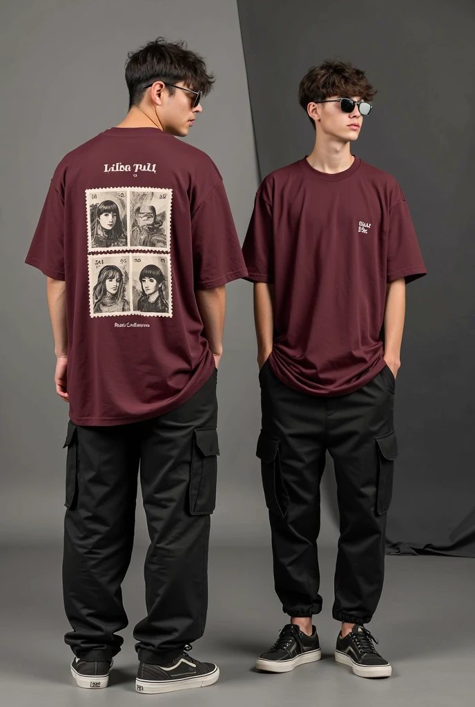 Fully facing the viewer is a fashion editorial style boy wearing an oversized black t-shirt with distorted classic sculpture graphics layered with spray-paint effects, merging Amiri’s artful rebellion with NoirÉclat’s high fashion. High fashion, streetwear, 3D oversized t-shirt mockup.