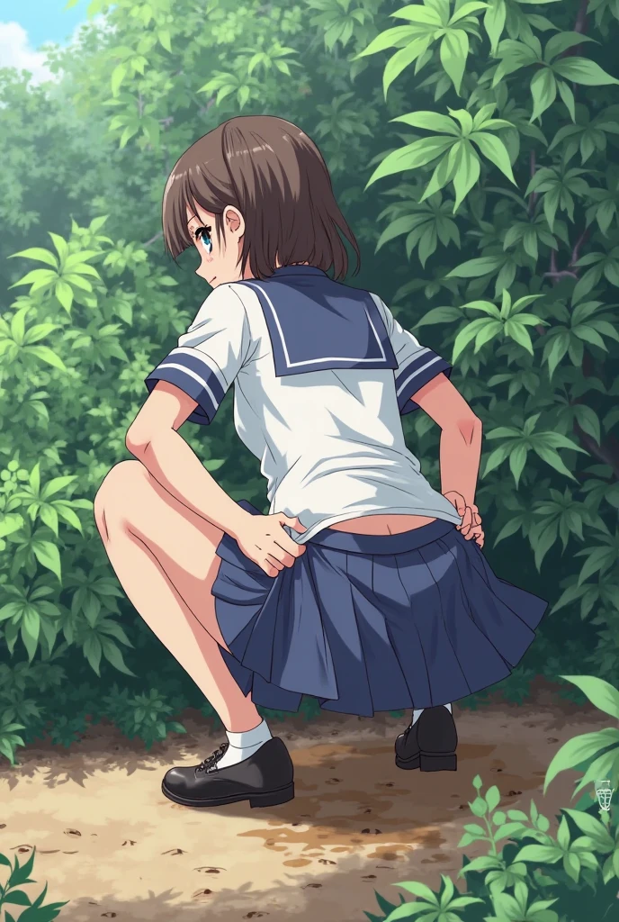 A full body portrait of Dora the Explorer in forest. Dora is a young school girl of about 18 years old, with tanned skin and short brown hair with bangs, and large expressive green eyes. She has a small nose, medium-sized lips, small ears, and a round face. Forest is a fantastical place with gentle waves, lush greenery. The girl is cute slim and nice, spread legs, spread pussy, open pussy, standing, masturbating, jumping, ,perky its, perfect small pussy, pink pussy, wet creamy pussy. brown Puffy nipples, cute face smile orgasm expression. nice cameltoe, back view, The sky features soft, pastel colors and fluffy clouds, creating a serene, dreamlike atmosphere. The overall effect is enchanting, filled with magic and wonder. She has a blue backpack and Pink sandals. Lesbians. ohmybod. tongue smile