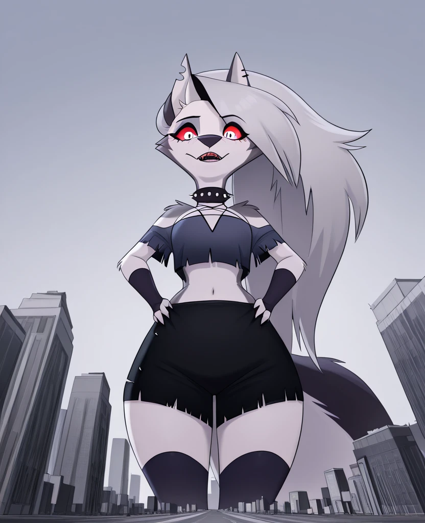 Tall_mature_female wide_hips loona loona_hellhound helluva_boss solo Masterpiece best_quality absurdres highly_detailed cleanly_drawn_eyes anthro_only by_claweddrip, by_greasymojo, by_underscore-b, by_runawaystride